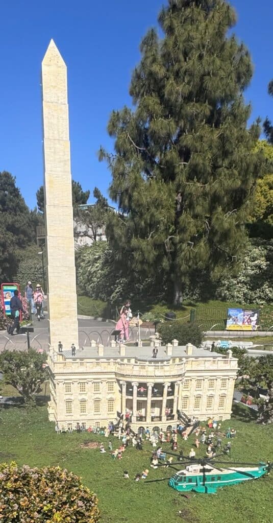 photograph of a the Legoland White House and Washington Monument